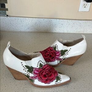 Jeffrey Campbell White and Pink Floral Wedges